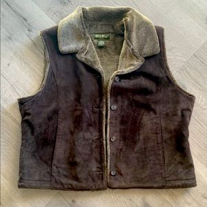 Eddie Bauer Leather Faux Fur Lined Vest